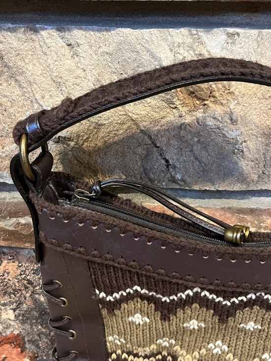 The Sak Pink Label Brown Patterned Knit & Leather Shoulder Bag - Picture 5 of 10